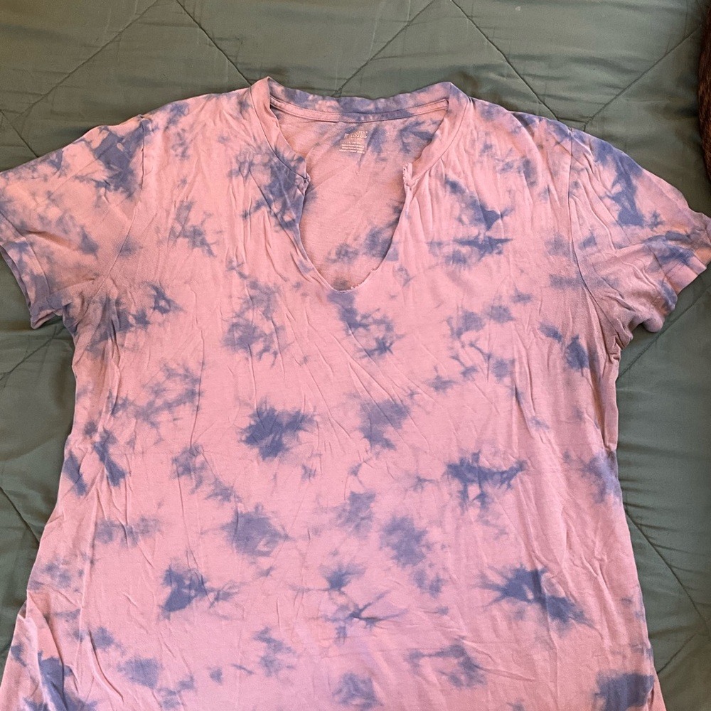 PINK Victoria's Secret Pink and Blue Tie-Dye Tee